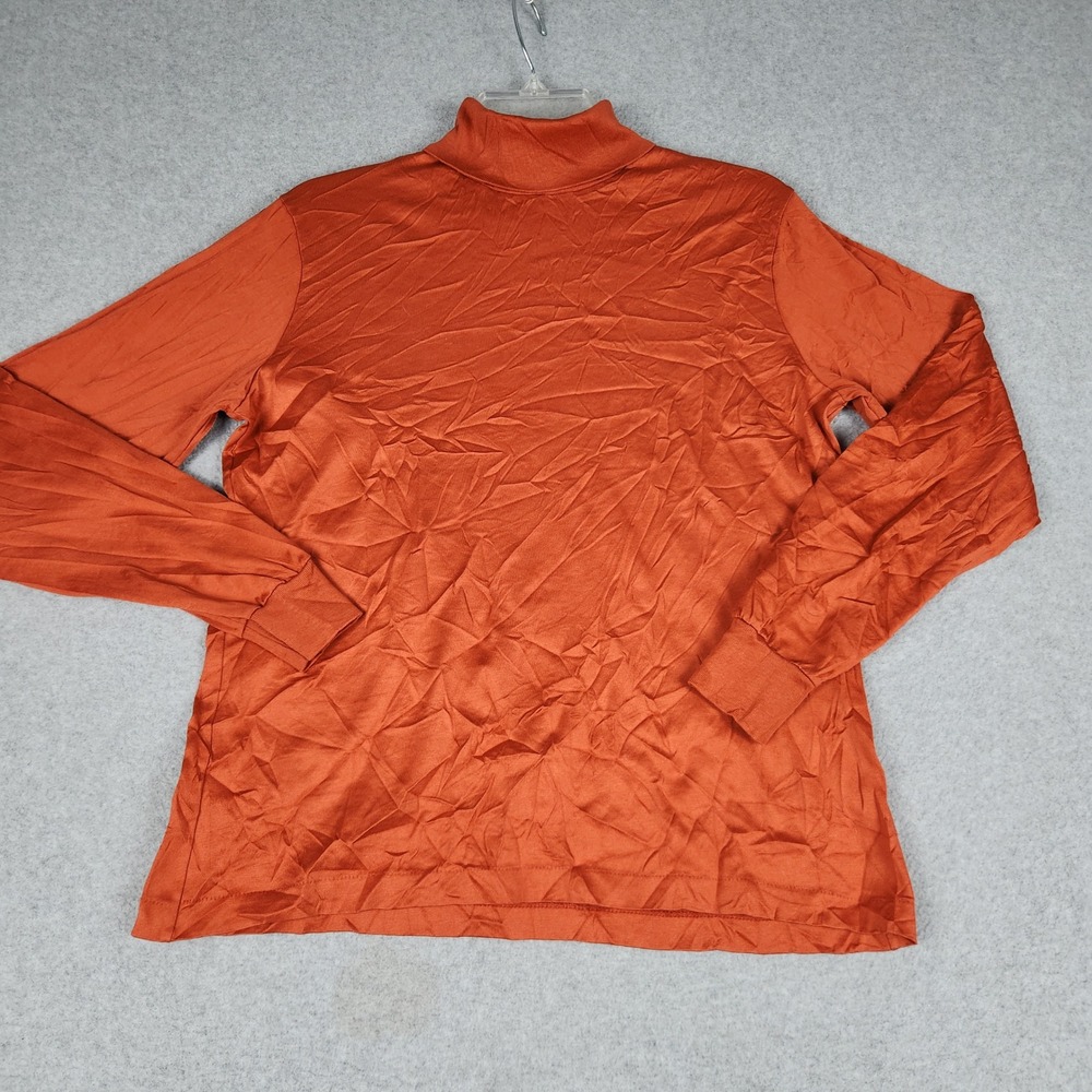 Lands' End Knitted Top Womens S Orange Long Sleeve Classic Turtleneck Pullover